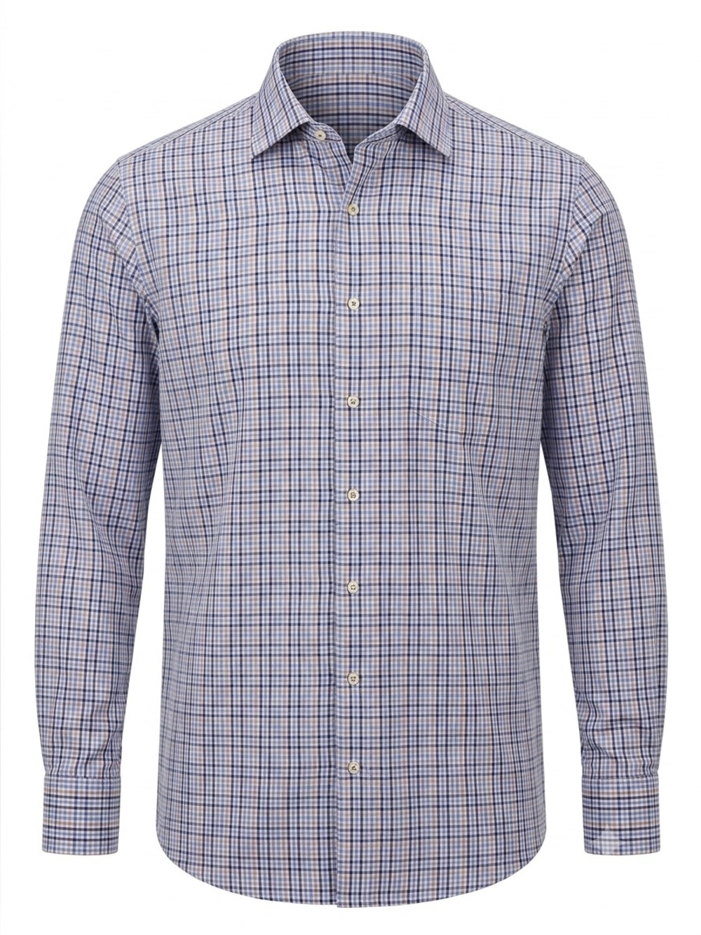 Peter Millar Shirt Men L Blue Purple Plaid Button Up Cotton Pocket Long Sleeve